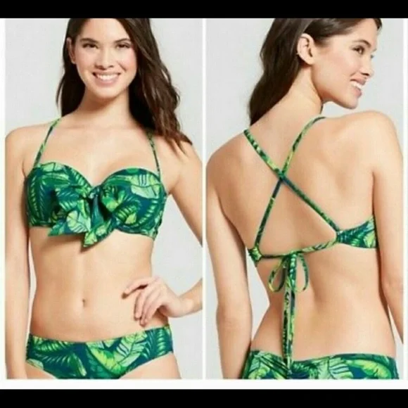 Shade & Shore palm leaf green bikini top 34C - Picture 4 of 6